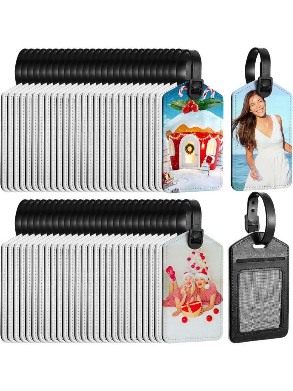 DIY Blank Luggage Tags - PU Leather Name Tags for Travel, Suitcase & Sports Bags